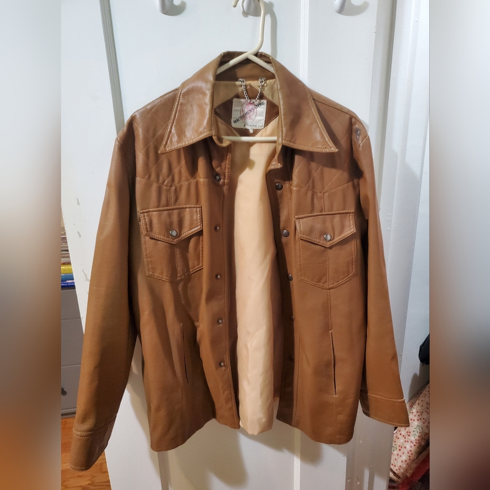 Macy's Men Faux Vegan Leather Light Brown Jacket